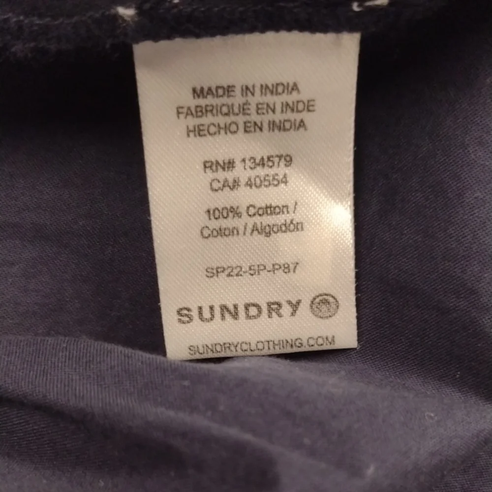 Sundry 100% Cotton Navy Midi Dress with Red and Blue Accents Boho BohemianCasual - Picture 11 of 12